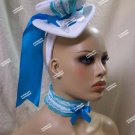 Funky 2 piece Alice in Wonderland Mini Top Hat Headband Choker Collar Set Mad Hatter