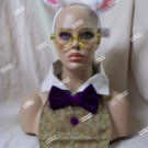 Disney White Rabbit Costume Kit Ears Headband Bow Tie Collar Round Glasses Alice