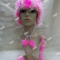Cheshire Cat Pink Striped Furry Kitty Hat w Ears & Tail Anime Alice n Wonderland