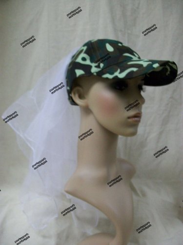 Camo Bride Hat Veil Redneck Wedding Camouflage Duck Hunter Wedding Adjustble Cap