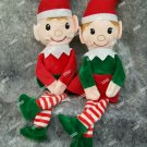 Set 2 Plush Christmas Elves Boy Girl Elf Shelf Sitting Decoration Santas Helper