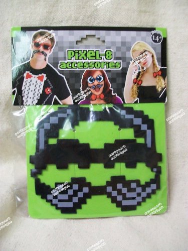 Pixel - 8 Mustache Set Cartoon 3 pc Animated Bit Computer Tech Wizard Video Game