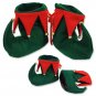 Red & Green Elf Boots Shoes Covers Jingle Bells Santas Helper Christmas Slippers