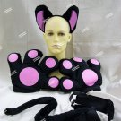 Black Pink Cat Jumbo Costume Paws Tail Ears Cheshire Kitty Cosplay Sassy Panther