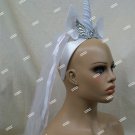 Unicorn Horn Headpiece Ears Veil Flowers Fantasy Magical Woodland Fairy Princess Unicorn Horn Headpiece Ears Veil Flowers Fantasy Magical Woodland Fairy Princess