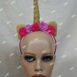 Cute Golden Unicorn Horn Headband Ears Flowers Fantasy Magical Woodland Princess