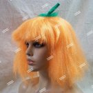 Creepy Orange Pumpkin Costume Wig Frizzy Ratty Evil Jack O Lantern Halloween Harvest Clown