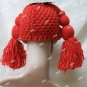 Cute Red Yarn Rag Doll Girl Crochet Beanie Hat Pigtails Raggedy Ann Cabbage Patch Kid