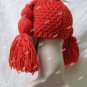 Cute Red Yarn Rag Doll Girl Crochet Beanie Hat Pigtails Raggedy Ann Cabbage Patch Kid