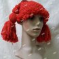 Cute Red Yarn Rag Doll Girl Crochet Beanie Hat Pigtails Raggedy Ann Cabbage Patch Kid