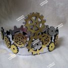 Gold Silver Steampunk Tiara Crown Cog Gears Industrial Science Fiction Victorian Fantasy