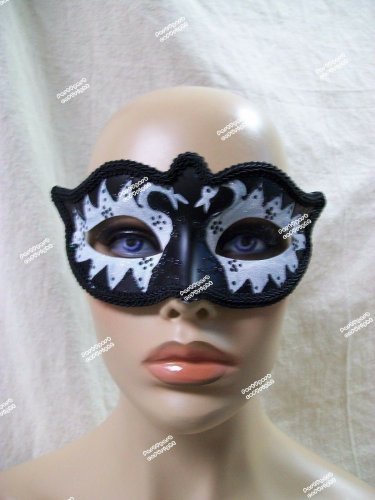Gothic Black & White Swan Eye Mask Prima Ballerina Evil Wicked Odile Masquerade