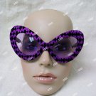 Black Purple Glitter Costume Glasses 5th Avenue Cat Eye Hollywood Diva 60s 70s Dame Edna Clueless