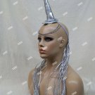 Punk Celestial Unicorn Horn Headband w/ Chains Silver Mane Fantasy Woodland Goddess Rave DJ