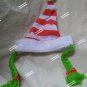 Red White Striped Santa Hat Green Braids Christmas Elf Toymaker CandyCane Grinch