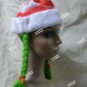Red White Striped Santa Hat Green Braids Christmas Elf Toymaker CandyCane Grinch