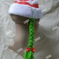 Red White Striped Santa Hat Green Braids Christmas Elf Toymaker CandyCane Grinch