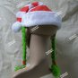 Red White Striped Santa Hat Green Braids Christmas Elf Toymaker CandyCane Grinch
