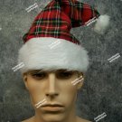 Tartan Santa Hat White Trim Festive Plaid Old Time Stocking Cap Holiday Unisex