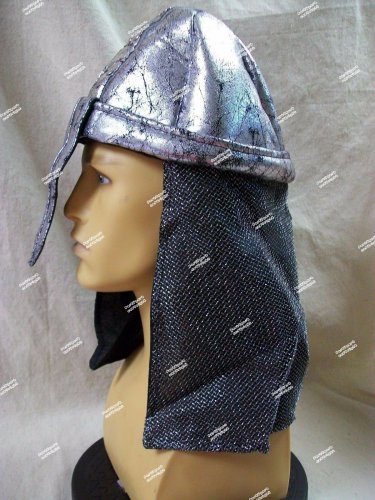 Silver Black Knight Helmet Hat Fake Mesh Chainmail Armor Noble Medieval Warrior