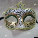 Ivory Gold Green Glitter Eye Mask Royal Masquerade Ball Venetian Forest Fairy
