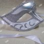 White Silver Glitter Eye Mask Royal Masquerade Ball Venetian Ballerina Bridal