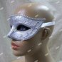 White Silver Glitter Eye Mask Royal Masquerade Ball Venetian Ballerina Bridal