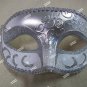 White Silver Glitter Eye Mask Royal Masquerade Ball Venetian Ballerina Bridal