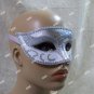 White Silver Glitter Eye Mask Royal Masquerade Ball Venetian Ballerina Bridal