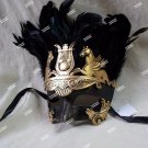 Black Gold Caesar Augustus Mask Feathers Roman Greek God Goddess King Pegasus