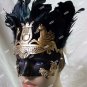 Black Gold Caesar Augustus Mask Feathers Roman Greek God Goddess King Pegasus