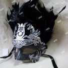 Black Silver Caesar Augustus Mask Feathers Roman Greek God Goddess King Pegasus