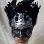 Black Silver Caesar Augustus Mask Feathers Roman Greek God Goddess King Pegasus