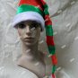 Fun Long Red Green Striped Santa Stocking Hat Candy Cane Christmas Elf Helper