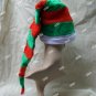 Fun Long Red Green Striped Santa Stocking Hat Candy Cane Christmas Elf Helper