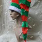Fun Long Red Green Striped Santa Stocking Hat Candy Cane Christmas Elf Helper
