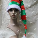Fun Long Red Green Striped Santa Stocking Hat Candy Cane Christmas Elf Helper