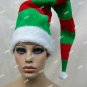 Fun Long Red Green Striped Santa Elf Hat Bendable Christmas Helper Claus Grinch
