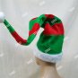 Fun Long Red Green Striped Santa Elf Hat Bendable Christmas Helper Claus Grinch