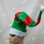 Fun Long Red Green Striped Santa Elf Hat Bendable Christmas Helper Claus Grinch