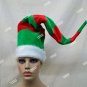 Fun Long Red Green Striped Santa Elf Hat Bendable Christmas Helper Claus Grinch