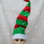 Fun Long Red Green Striped Santa Elf Hat Bendable Christmas Helper Claus Grinch