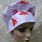 White Red Crawfish Fabric Chef Costume Hat Culinary Lobster Festival Boil Cajun