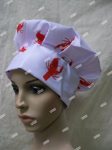White Red Crawfish Fabric Chef Costume Hat Culinary Lobster Festival Boil Cajun