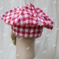 Red White Gingham Check Fabric Chef Hat Gourmet Christmas Cook BBQ Master Pizza