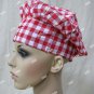 Red White Gingham Check Fabric Chef Hat Gourmet Christmas Cook BBQ Master Pizza
