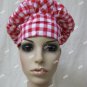 Red White Gingham Check Fabric Chef Hat Gourmet Christmas Cook BBQ Master Pizza