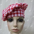 Red White Gingham Check Fabric Chef Hat Gourmet Christmas Cook BBQ Master Pizza