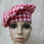 Red White Gingham Check Fabric Chef Hat Gourmet Christmas Cook BBQ Master Pizza