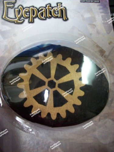 Black Steampunk Eyepatch Printed Cog Industrial Gear Pirate Swashbuckler Fantasy